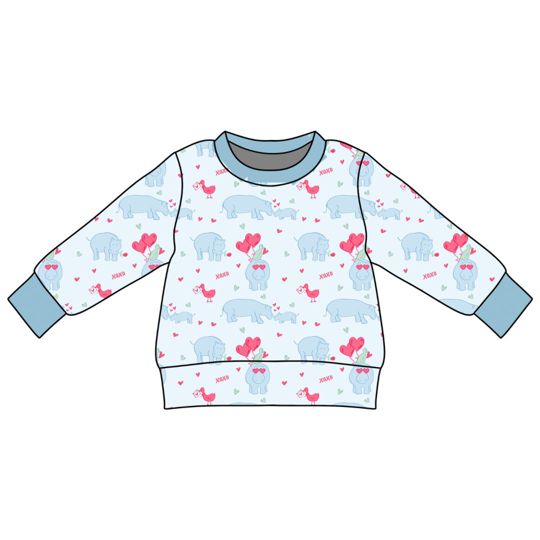 *PRE-ORDER* Blake Crewneck Sweatshirt- Be My Hippo-tine