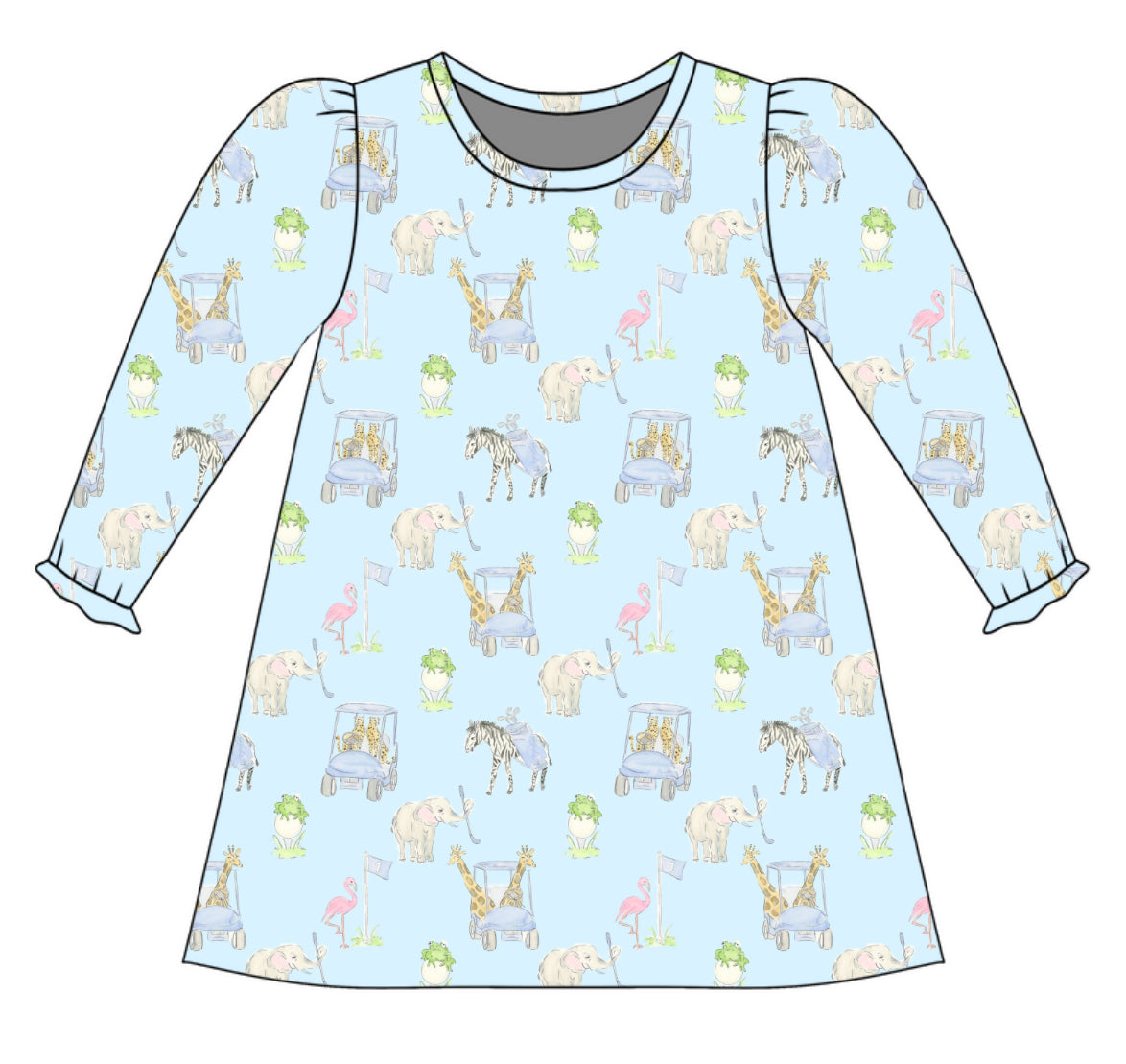 *PRE-ORDER* Charlotte Long Sleeve Play Dress- Wild on the Green