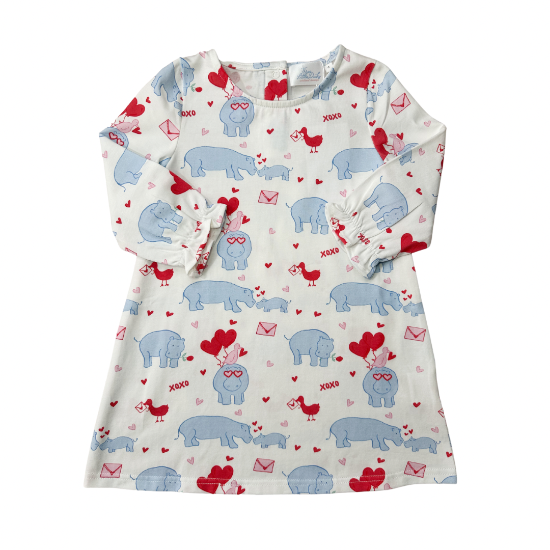 Charlotte Long Sleeve Dress- Be My Hippo-tine