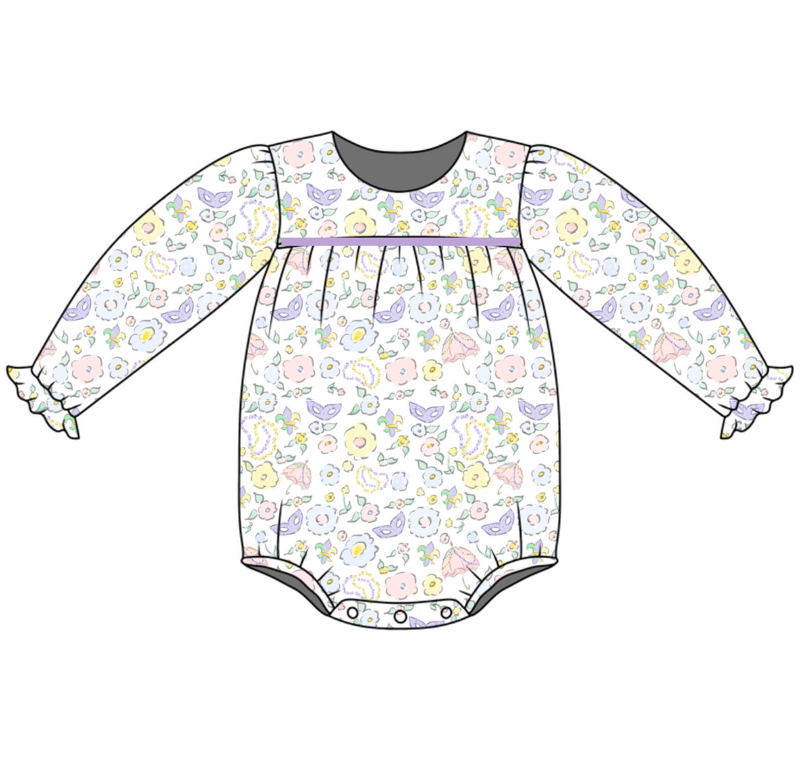 *PRE-ORDER* Abigail Long Sleeve Bubble- Mardi Gras Floral