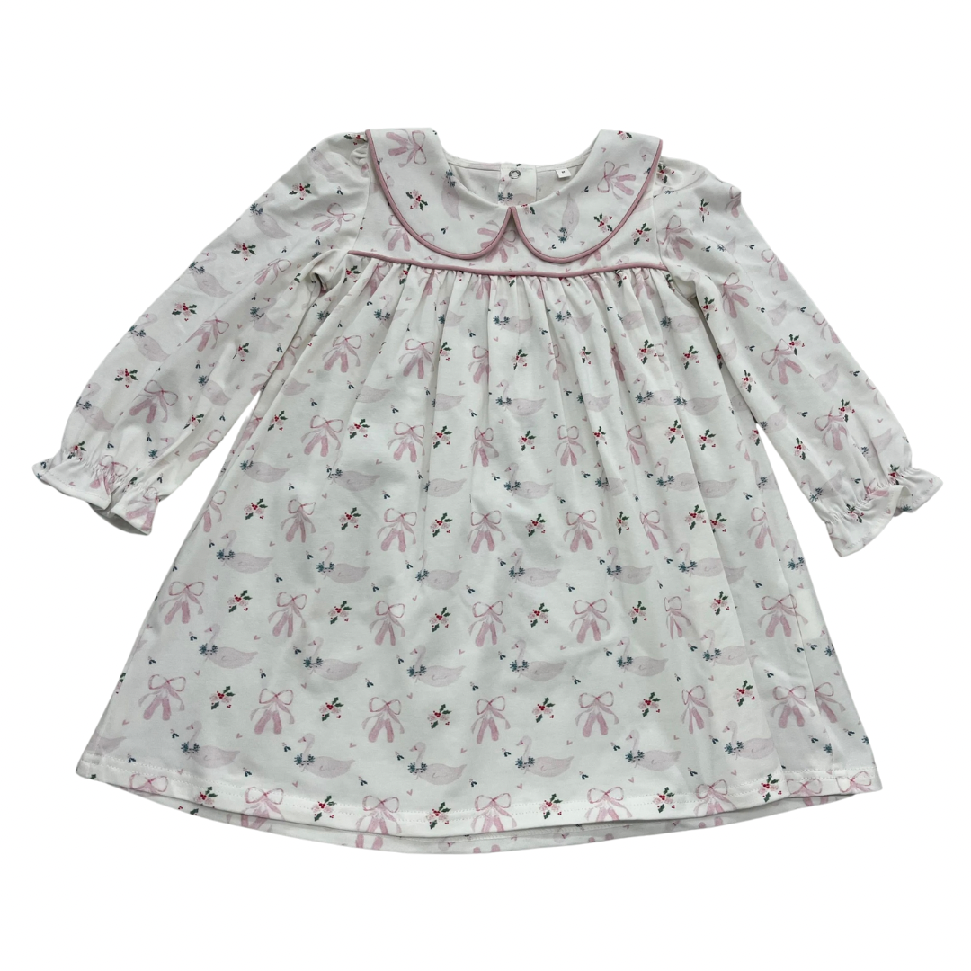 Ansley Long Sleeve Dress- Swan Ballet