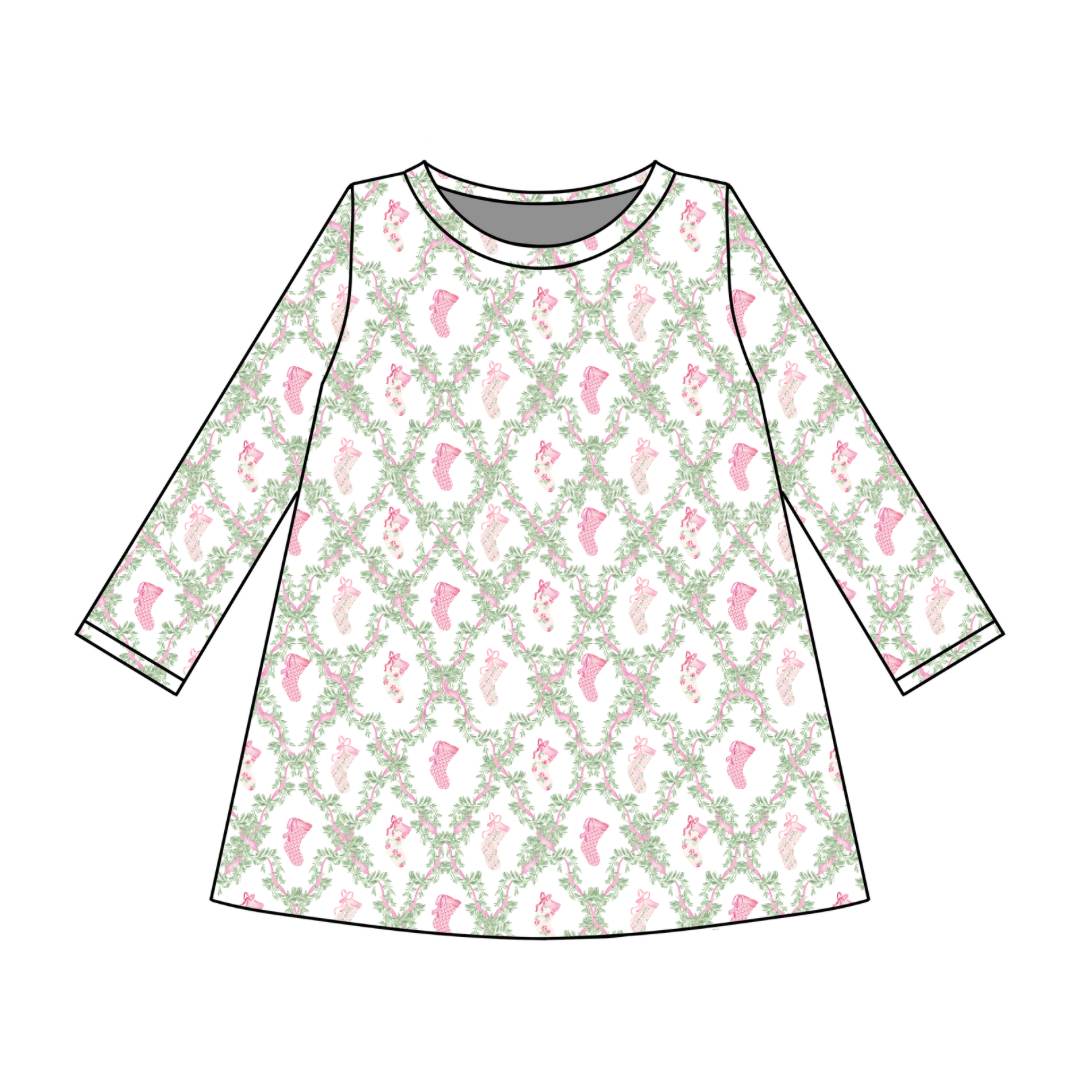 *PRE-ORDER* Charlotte Long Sleeve Play Dress- Evergreen Bows