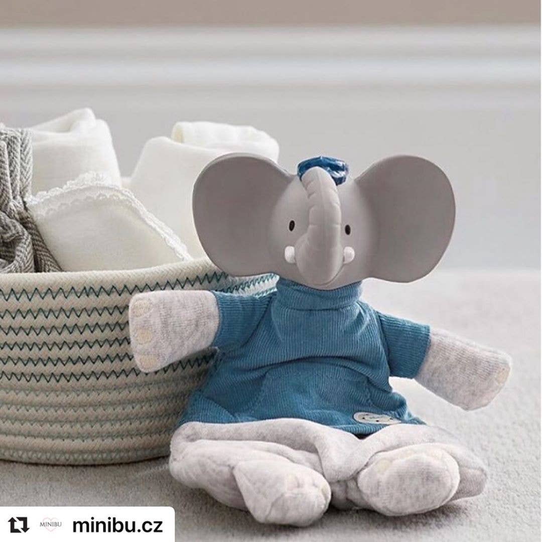 Alvin the Elephant Velour Lovey w/Nat. Rubber Teether Head