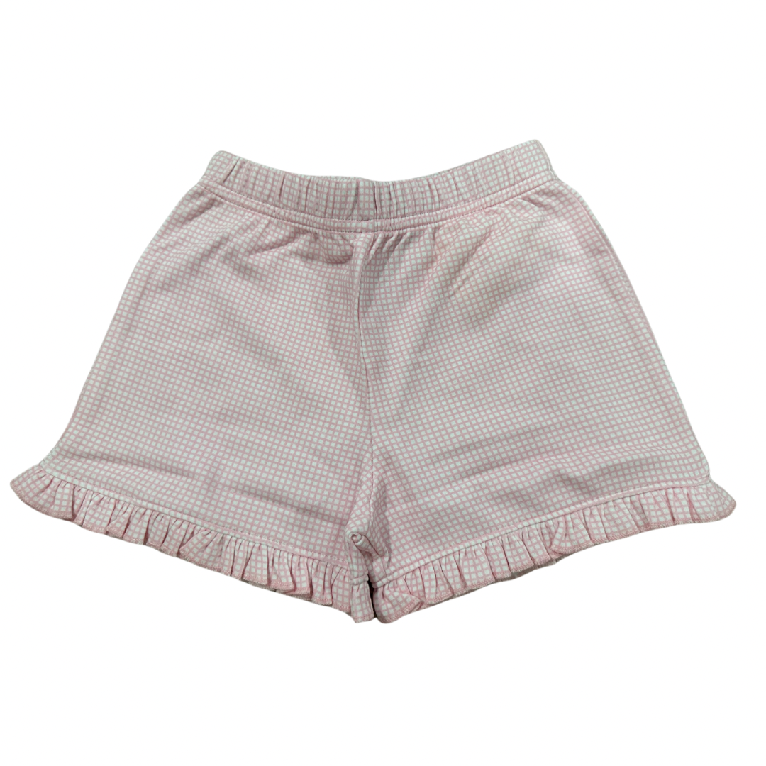 Gingham Ruffle Shorts- Pink