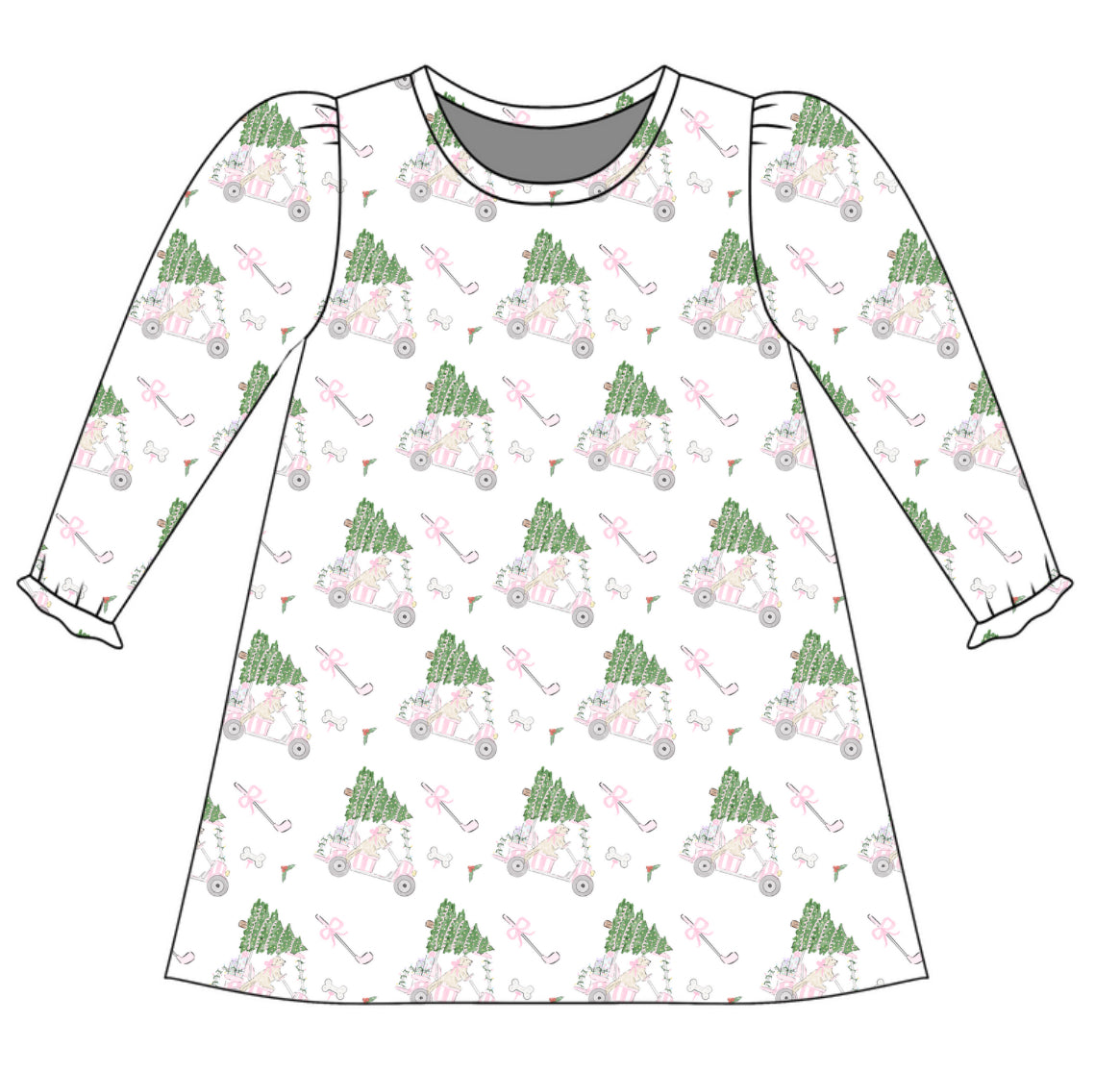 *PRE-ORDER* Charlotte Long Sleeve Play Dress- Fairway Tinsel Club