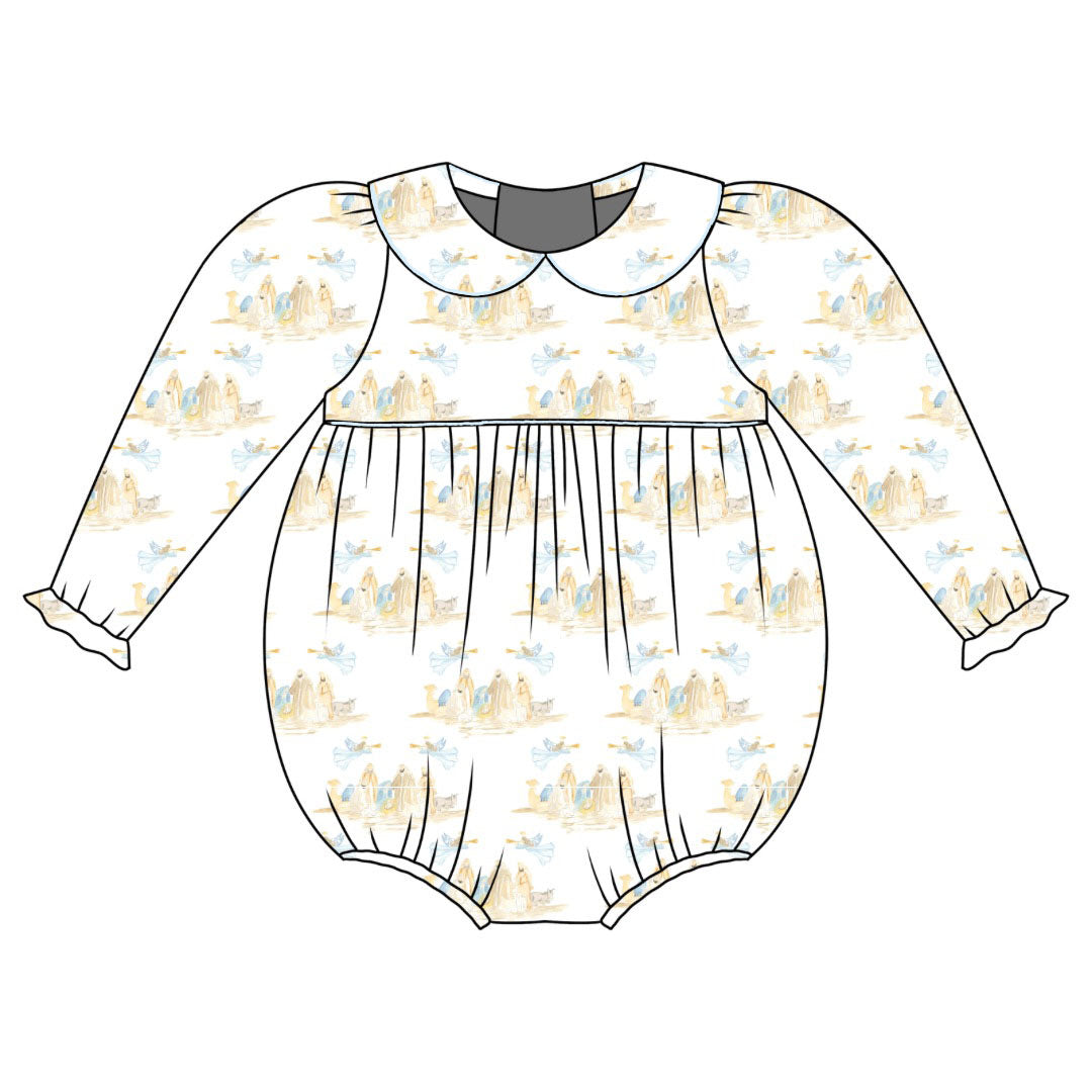 *PRE-ORDER* Bridget Long Sleeve Bubble- Bethlehem Blessings (Bayfield Blue)
