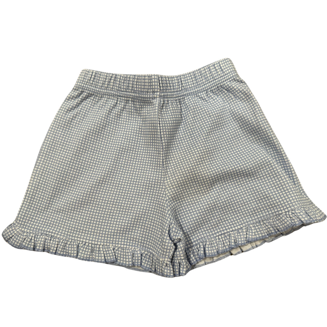 Gingham Ruffle Shorts- Blue