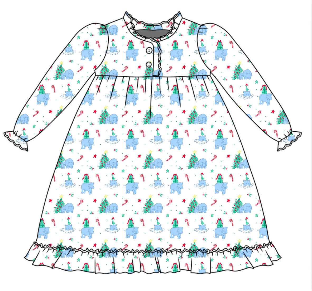 *PRE-ORDER* Noelle Nightgown- I Want a Hippopotamus for Christmas