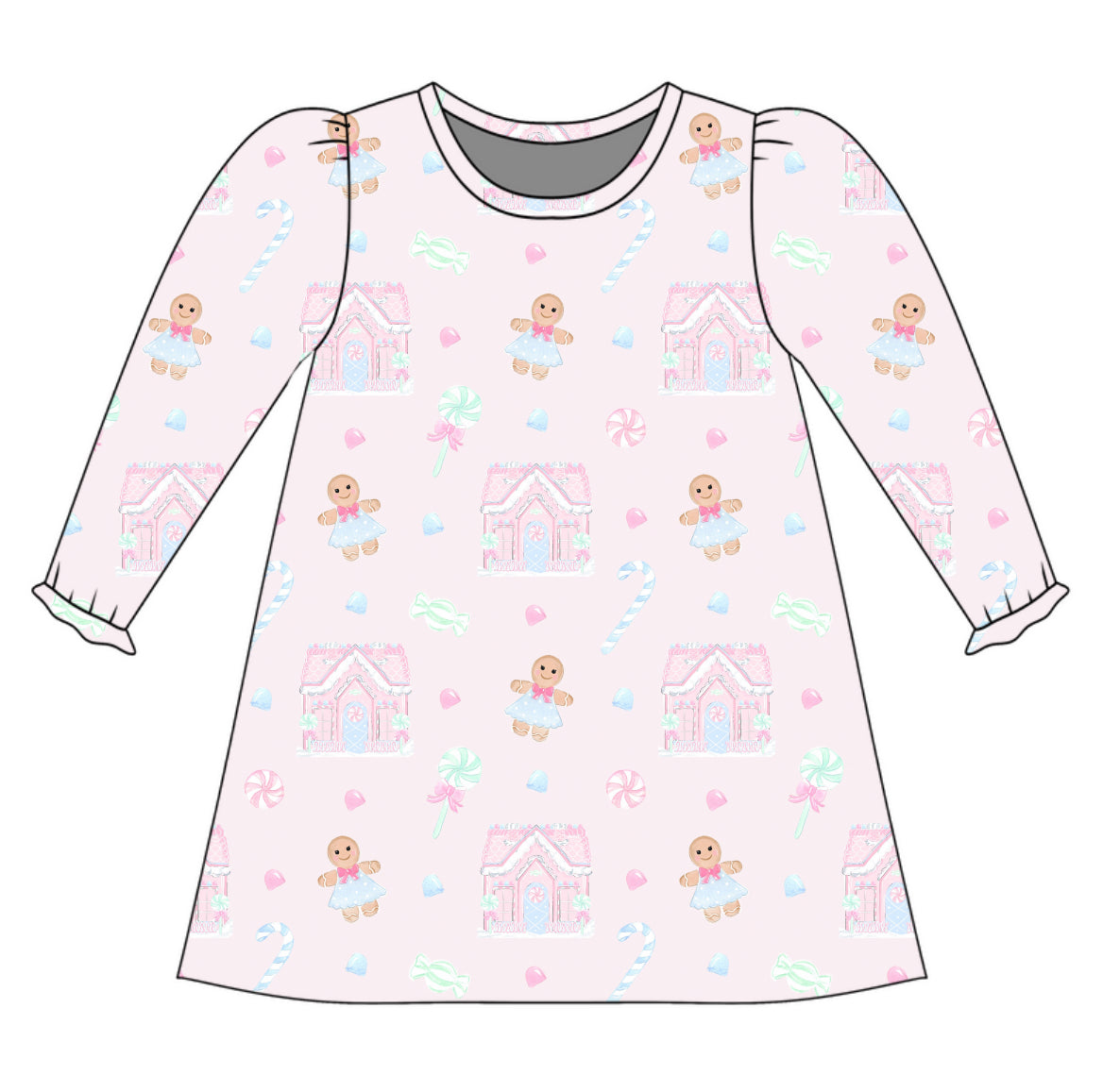 *PRE-ORDER* Charlotte Long Sleeve Play Dress- Candyland Dreams in Sugar Pink