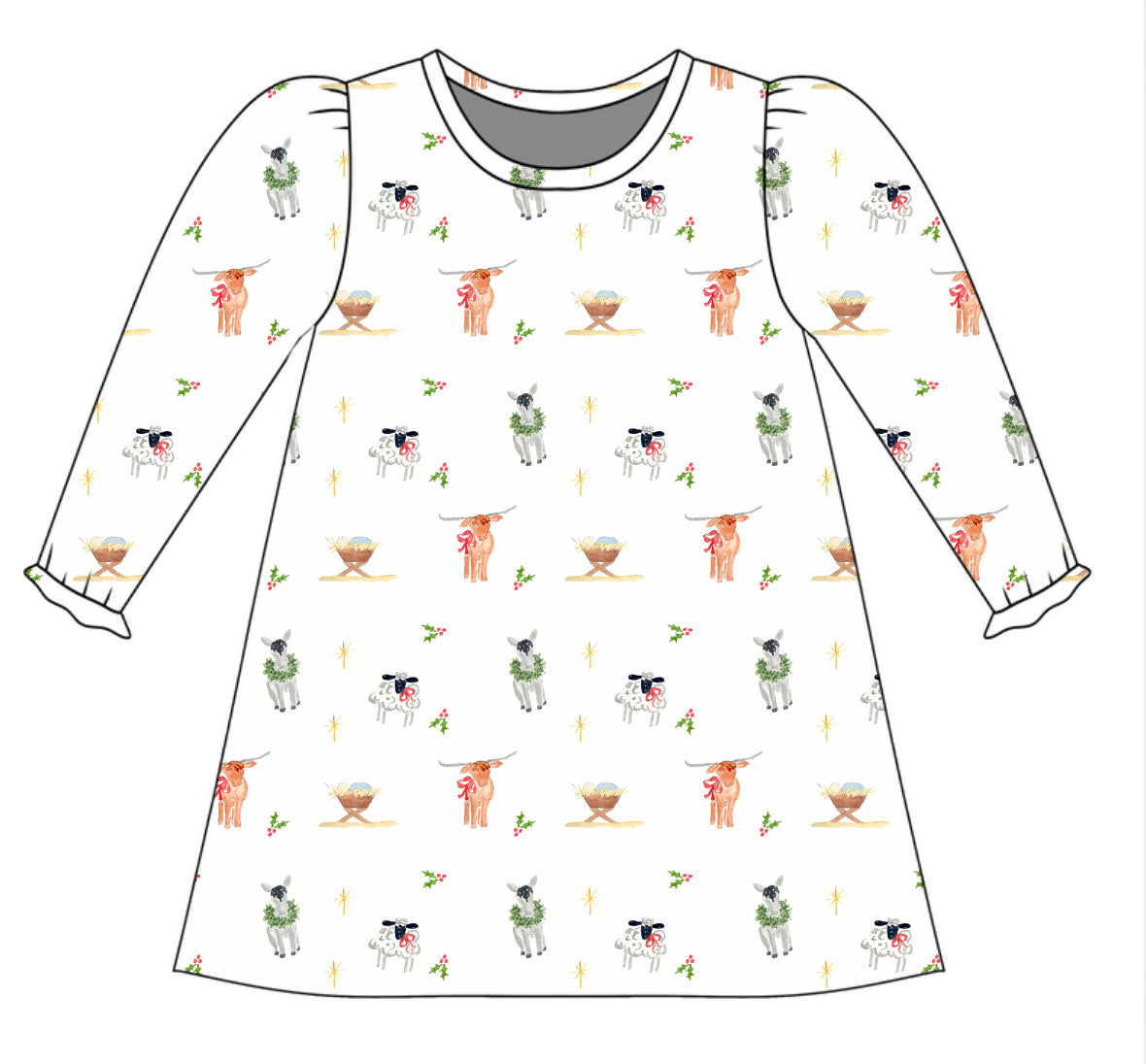 *PRE-ORDER* Charlotte Long Sleeve Play Dress- Shepherds Watch