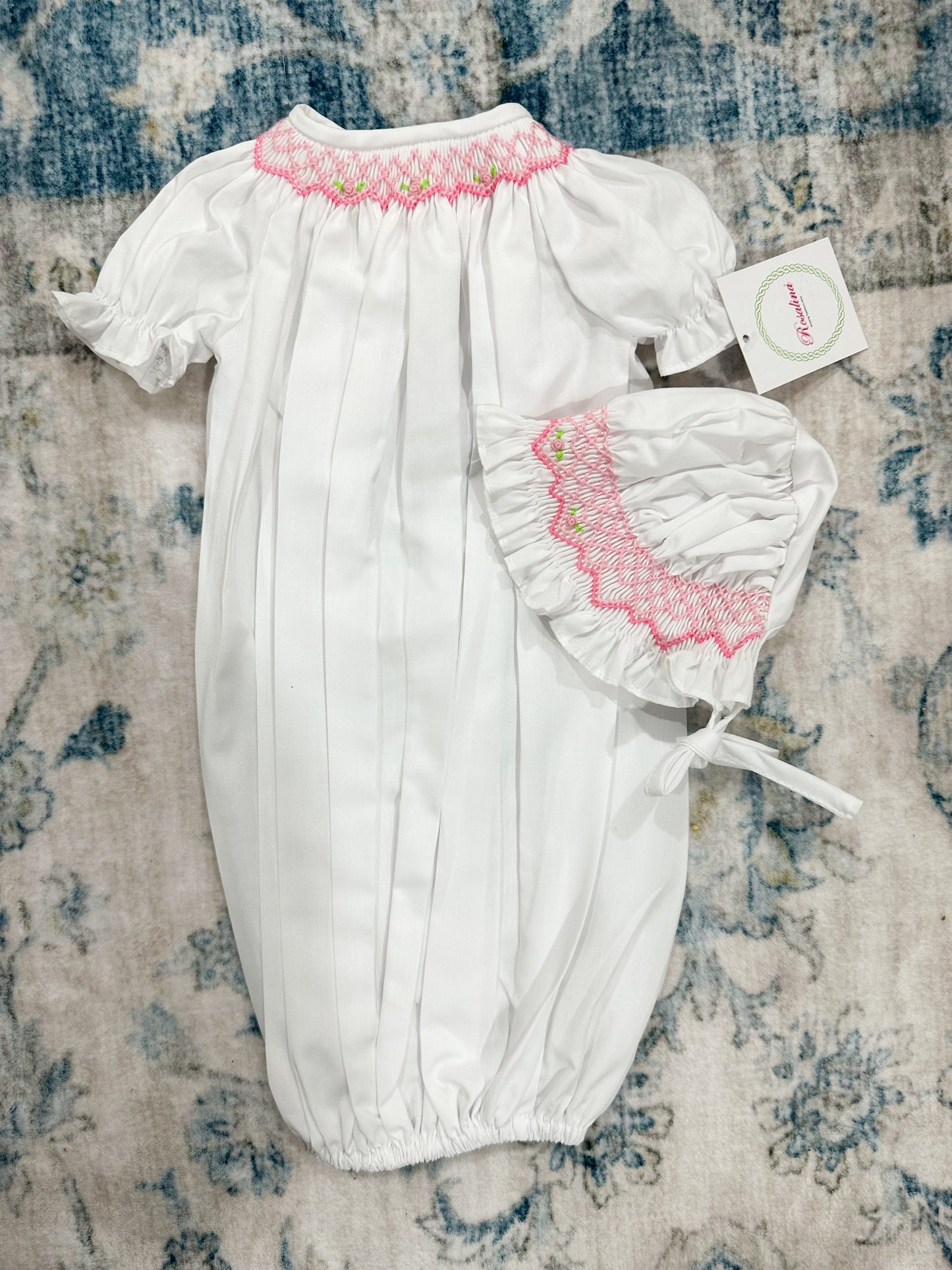 18” Doll Dress with Bonnet- White