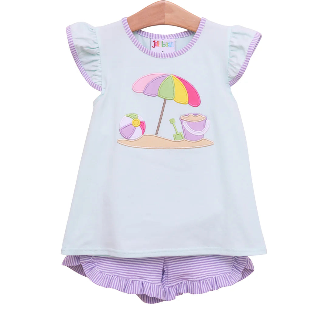 Beach Umbrella Ruffle Short Set