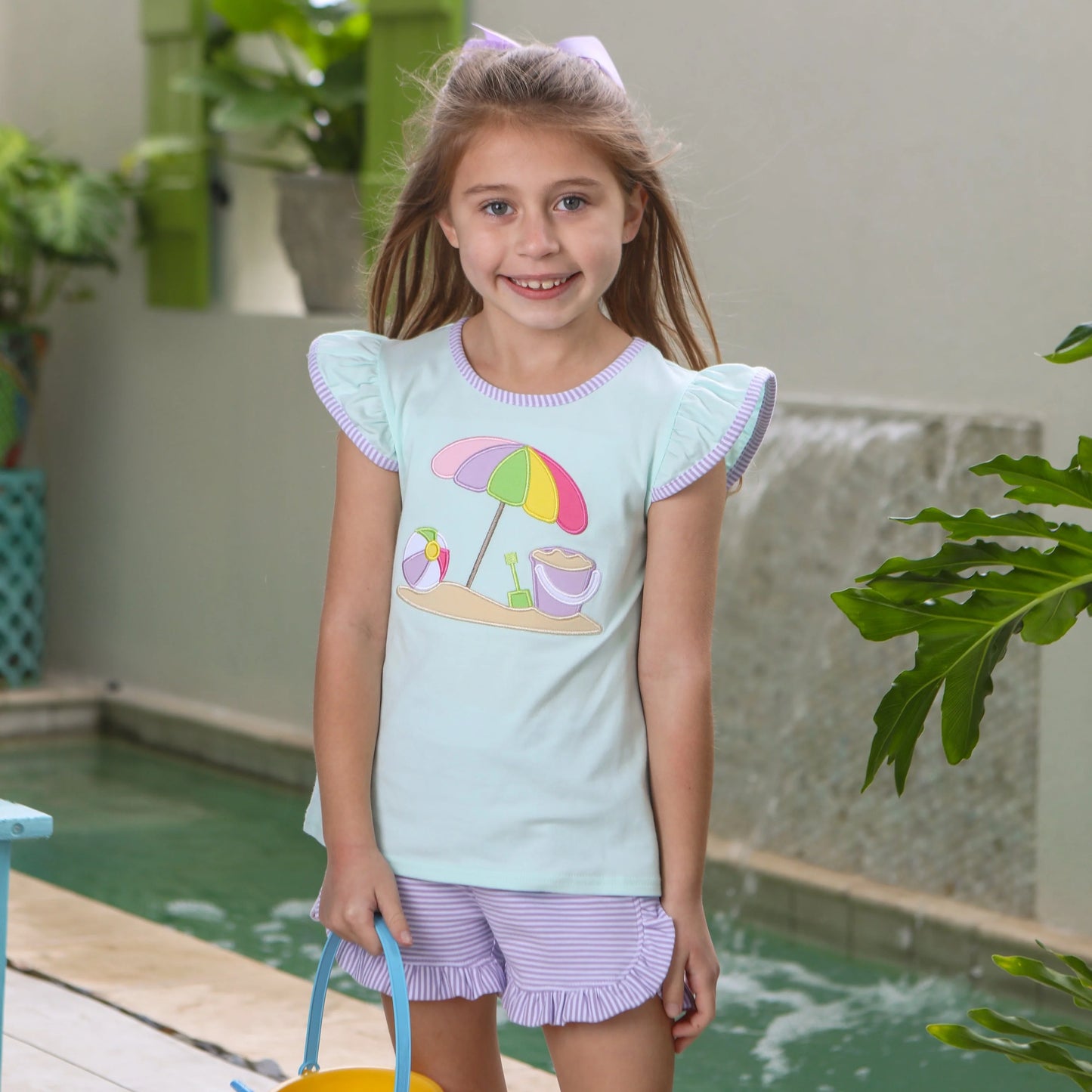 Beach Umbrella Ruffle Short Set