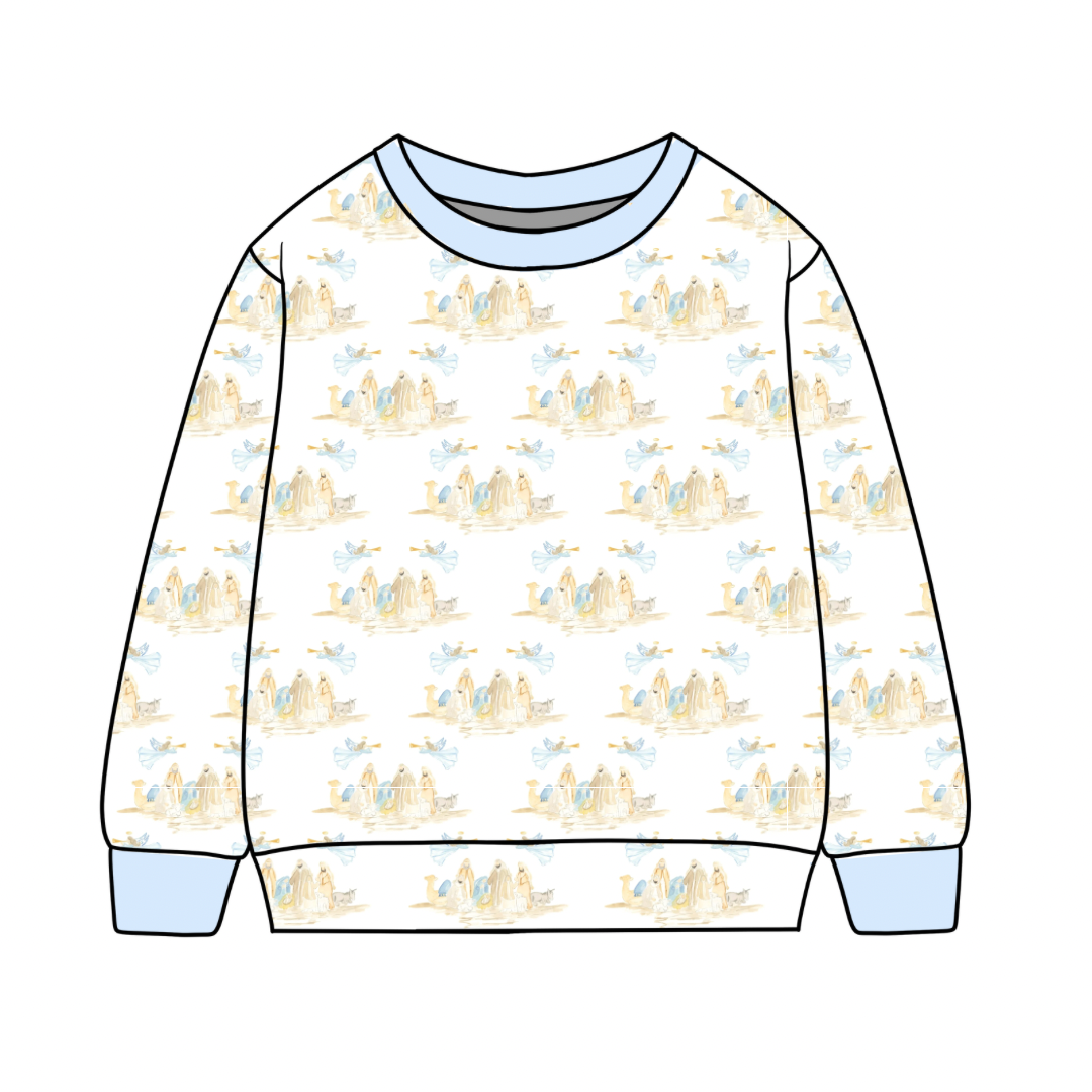 *PRE-ORDER* Campbell Crewneck- Bethlehem Blessings (Bayfield Blue)
