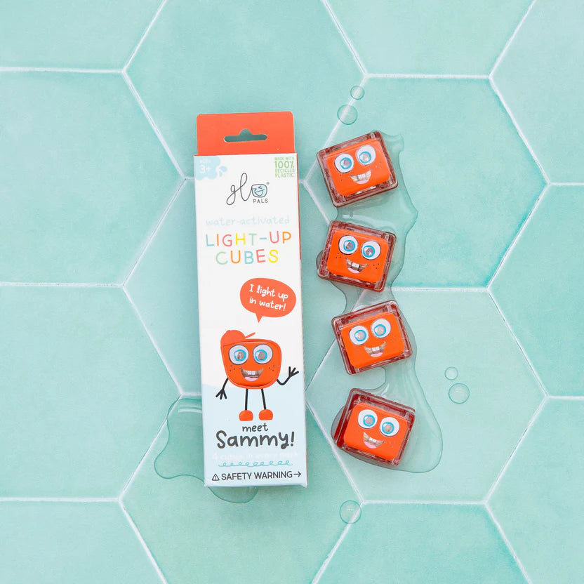 Glo Pals Light Up Cube Bath Toys - Sammy (Red)