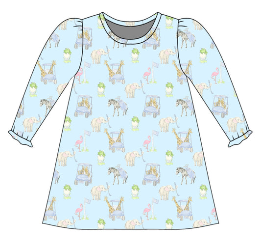 *PRE-ORDER* Charlotte Long Sleeve Play Dress- Wild on the Green