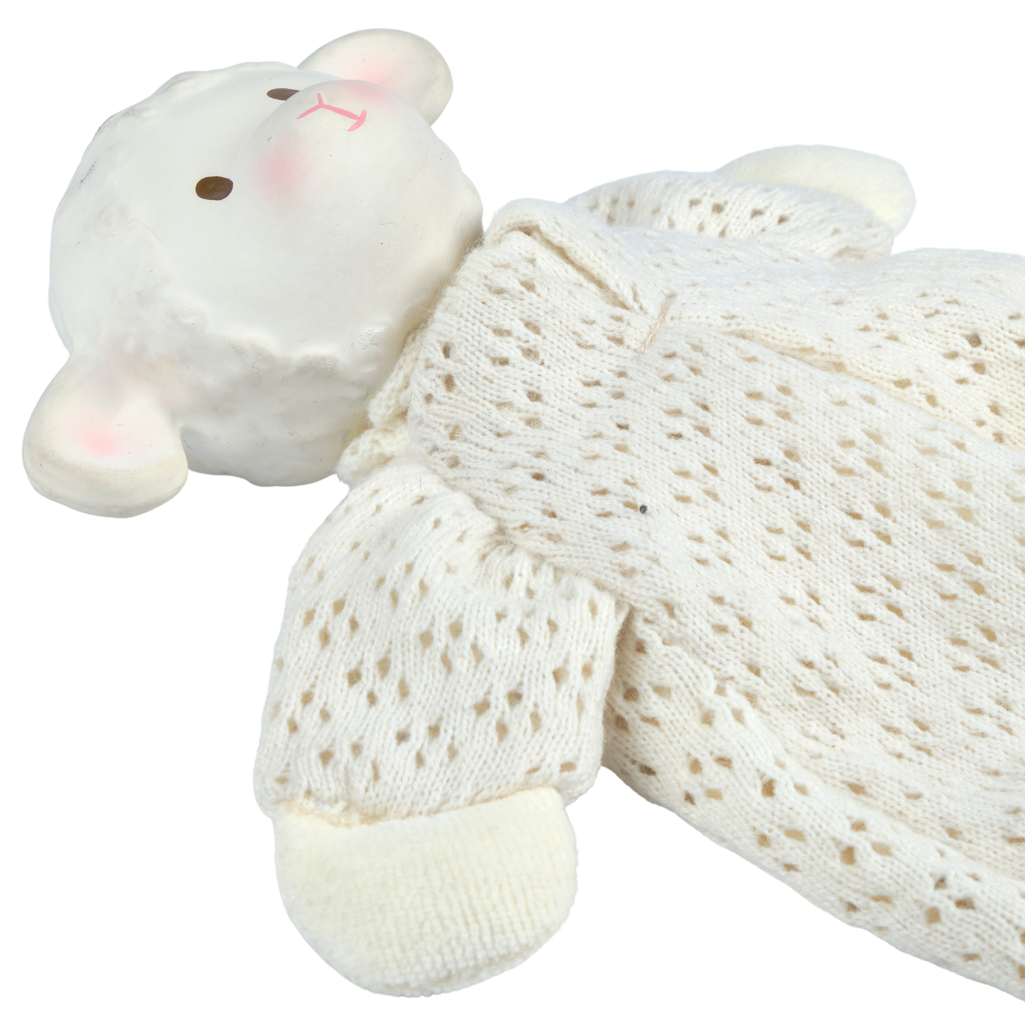 Bahbah the Lamb Baby Lovey with Natural Rubber Teether Head