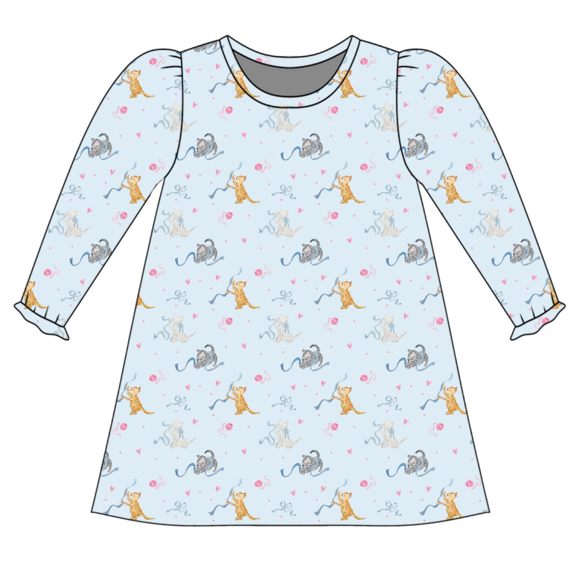 *PRE-ORDER* Charlotte Long Sleeve Play Dress- Purrfectly Playful