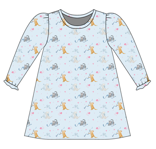*PRE-ORDER* Charlotte Long Sleeve Play Dress- Purrfectly Playful