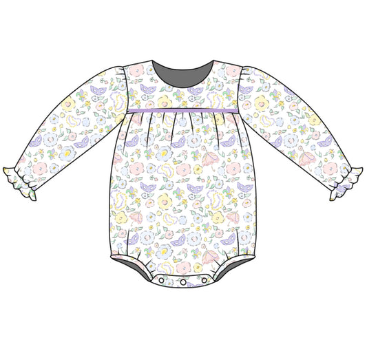 *PRE-ORDER* Abigail Long Sleeve Bubble- Mardi Gras Floral