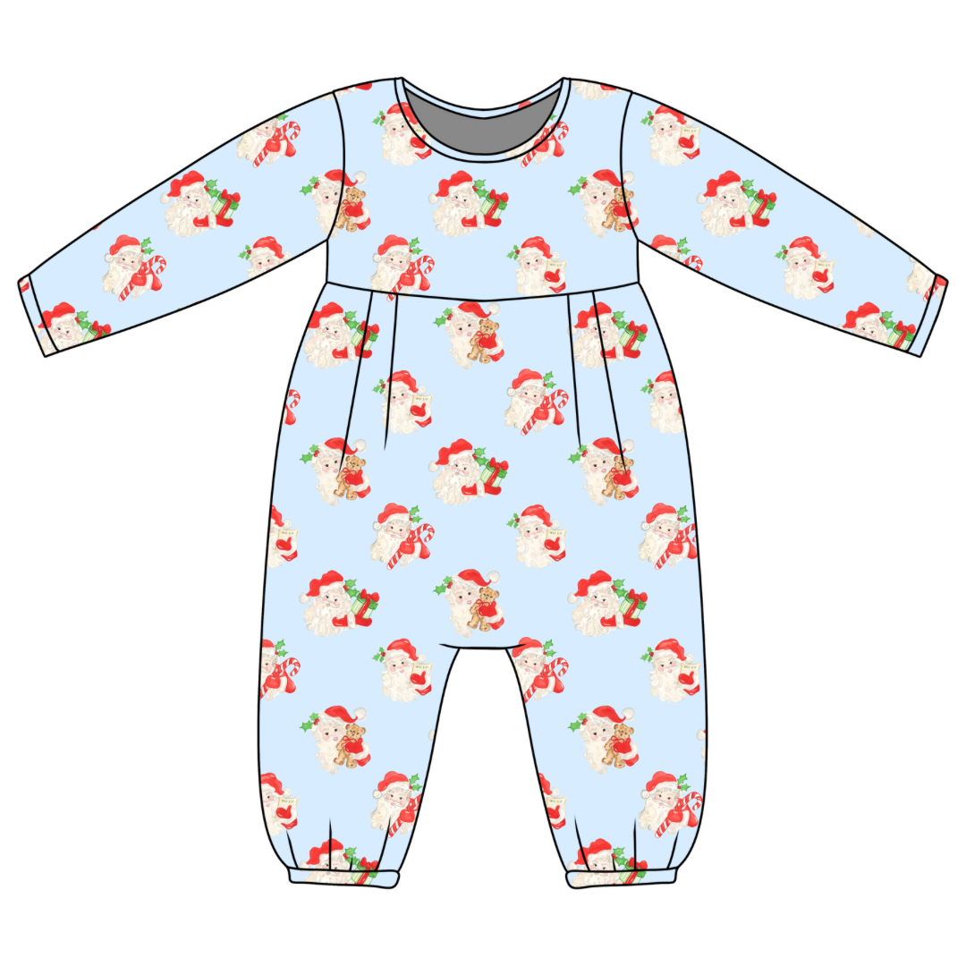 *PRE-ORDER* James Romper- Gifts of Joy in Frosty Blue