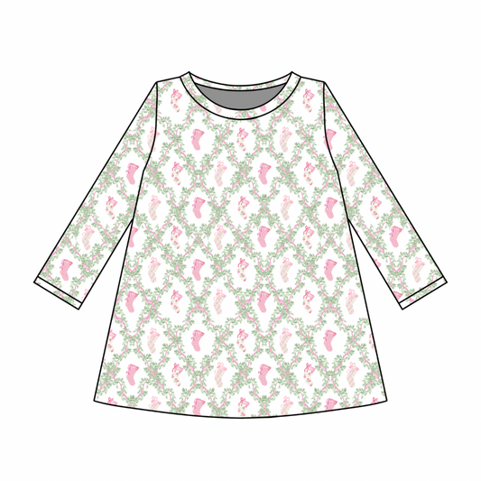 *PRE-ORDER* Charlotte Long Sleeve Play Dress- Evergreen Bows