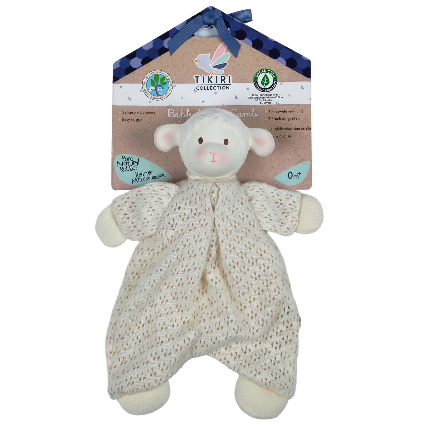 Bahbah the Lamb Baby Lovey with Natural Rubber Teether Head