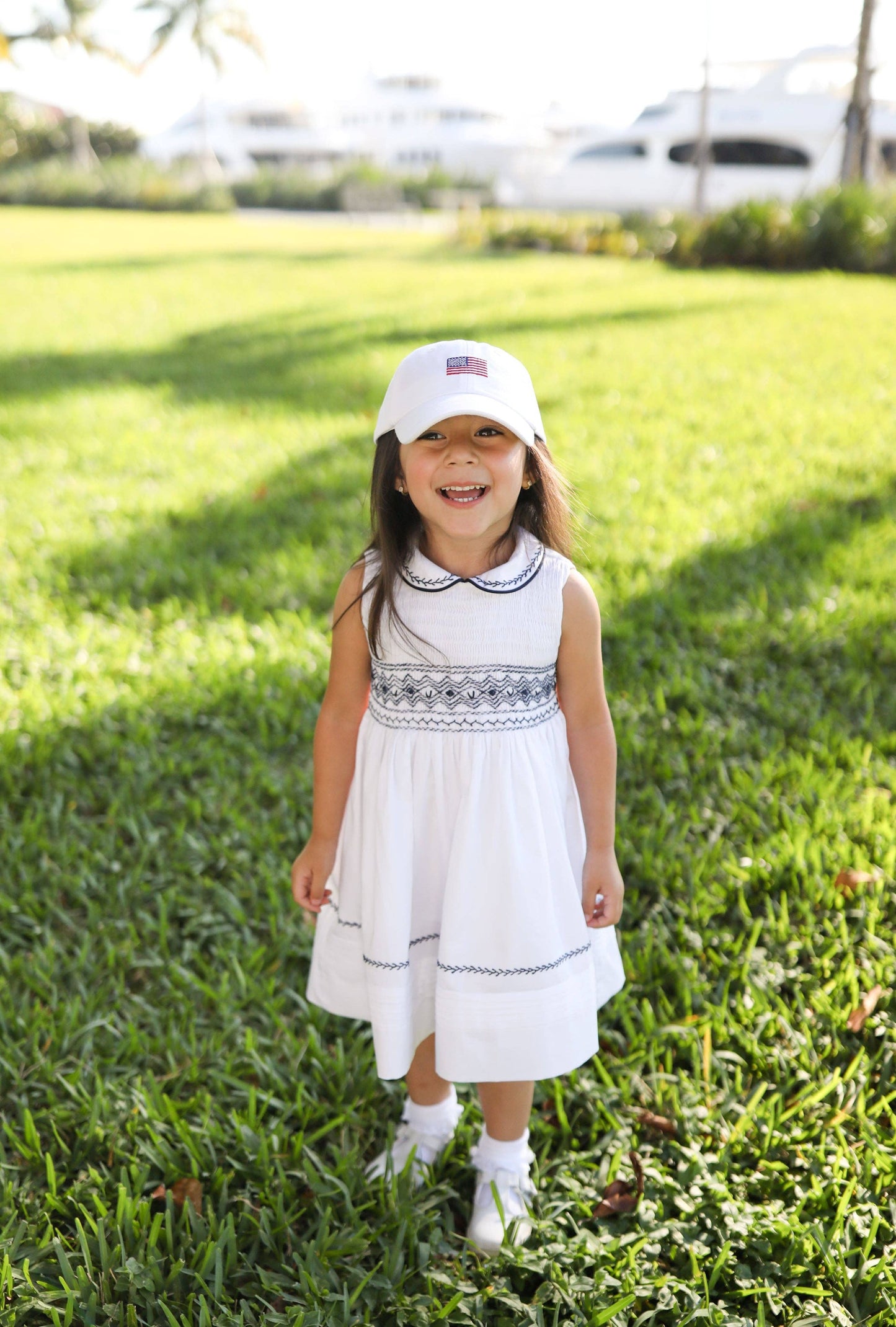 American Flag Bow Baseball Hat (Girls)