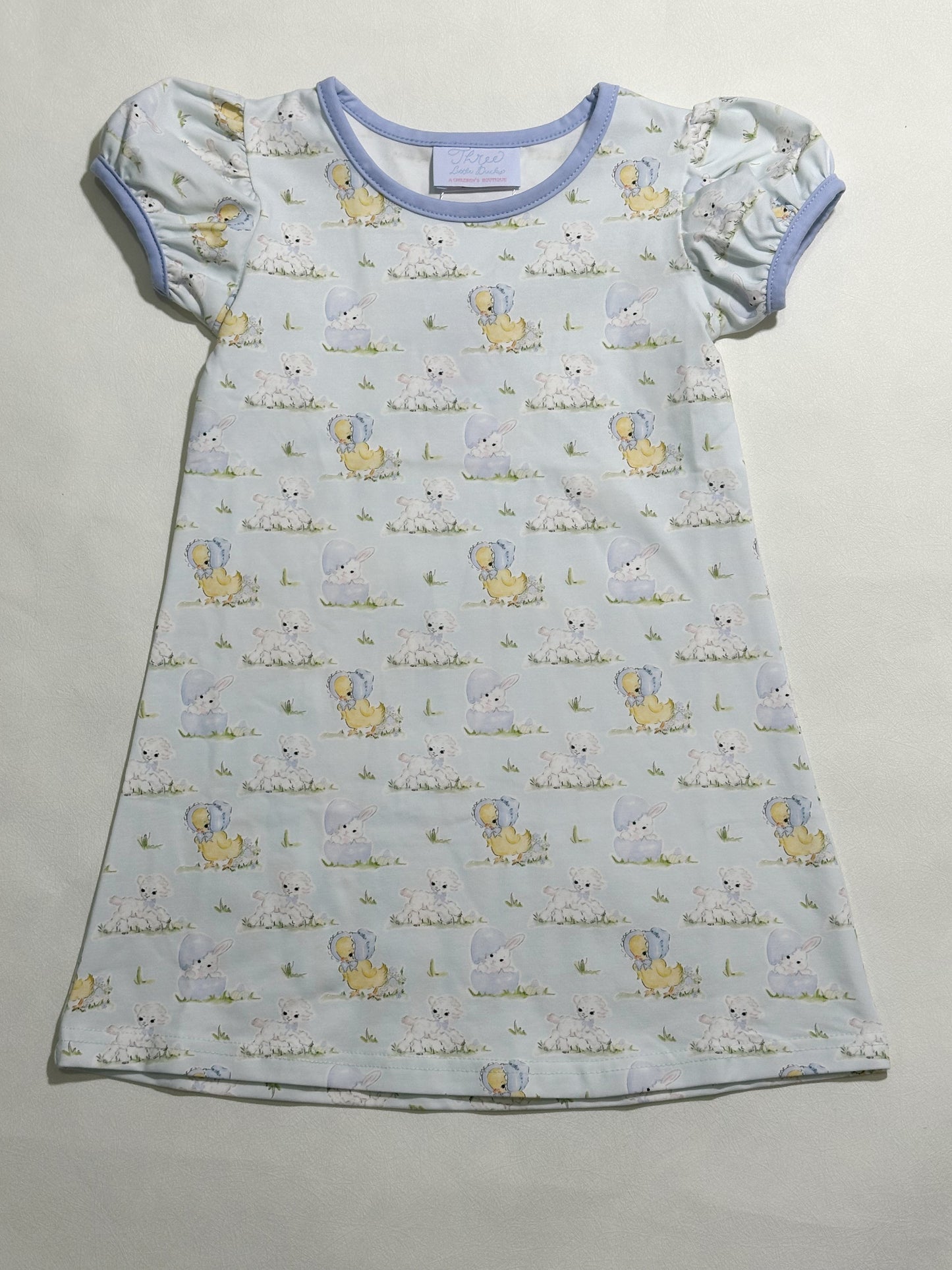 Winnie Play Dress- Easter Friends (Bayfield Blue)