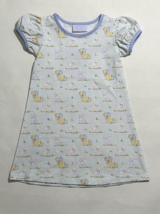 Winnie Play Dress- Easter Friends (Bayfield Blue)