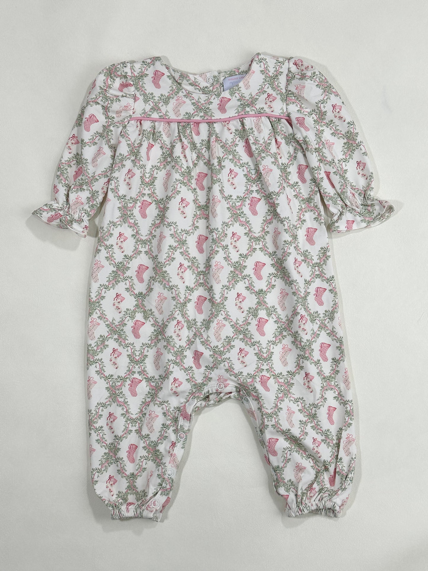 Ruthie Romper- Evergreen Bows (Pennington Bay Pink)