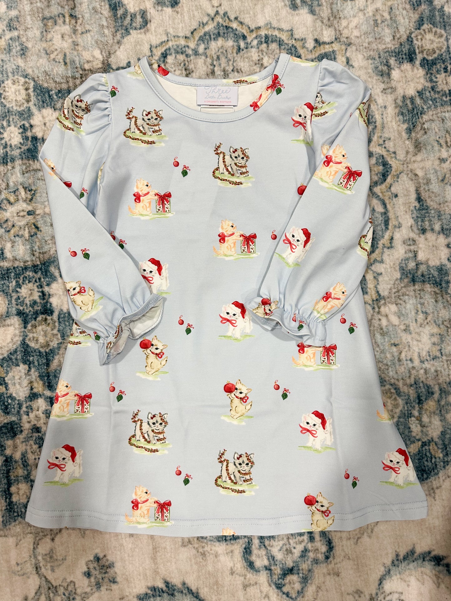 *PRE-ORDER* Charlotte Long Sleeve Play Dress- A Kitten Christmas