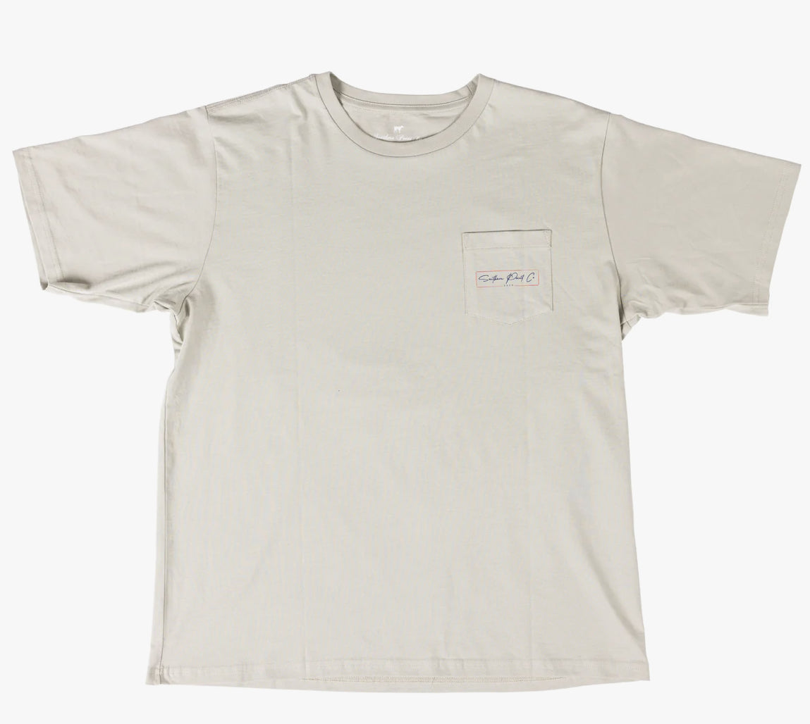 American Flag Watercolor Greyton Tee- Grey