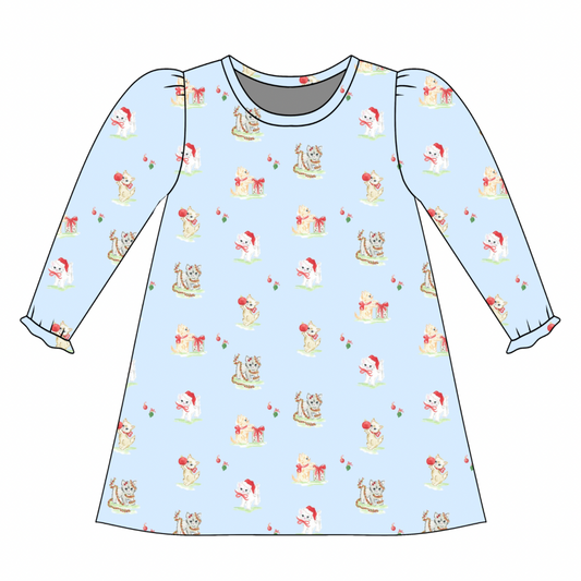 *PRE-ORDER* Charlotte Long Sleeve Play Dress- A Kitten Christmas