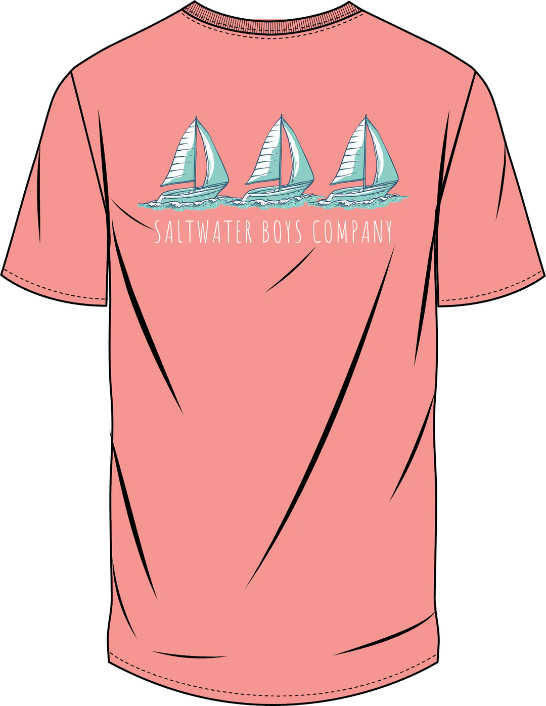 Boat Trio SS Pocket Tee Coral