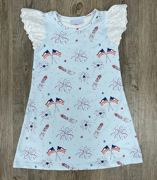 Evelyn Eyelet Sleeve Dress- Fireworks and Freedom