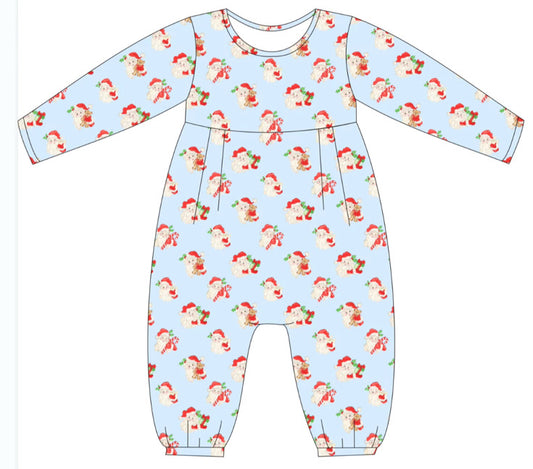 *PRE-ORDER* James Romper- Gifts of Joy in Frosty Blue