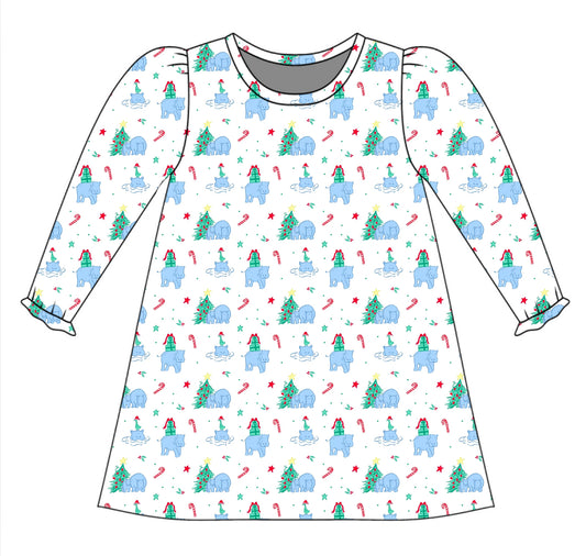 *PRE-ORDER* Charlotte Long Sleeve Play Dress- I Want a Hippopotamus for Christmas