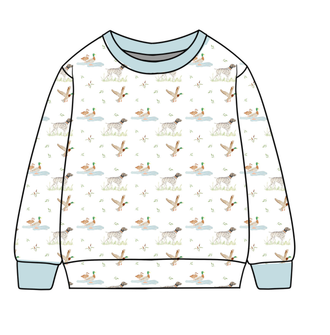 *PRE-ORDER* Campbell Crewneck- Duck Duck Dog (Bristol Blue)