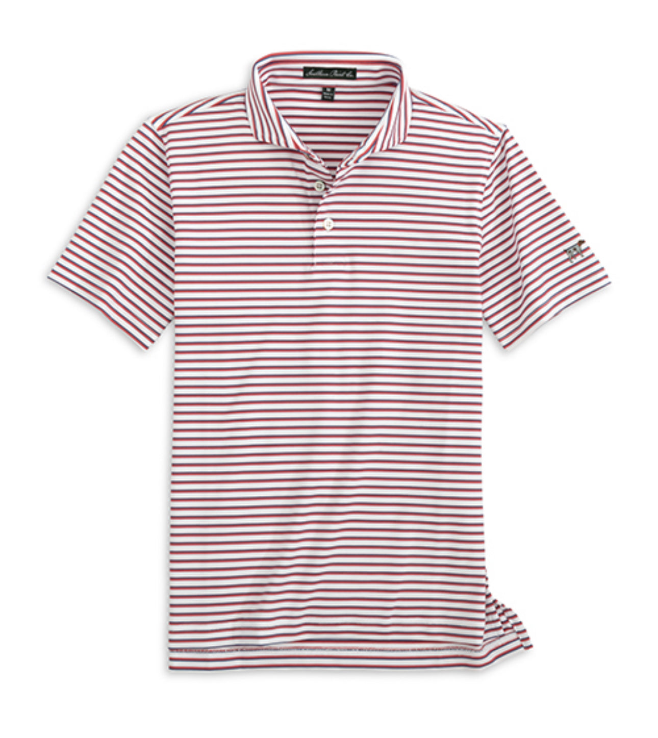 Youth Coast Stripe Polo- Navy/Washed Red/White