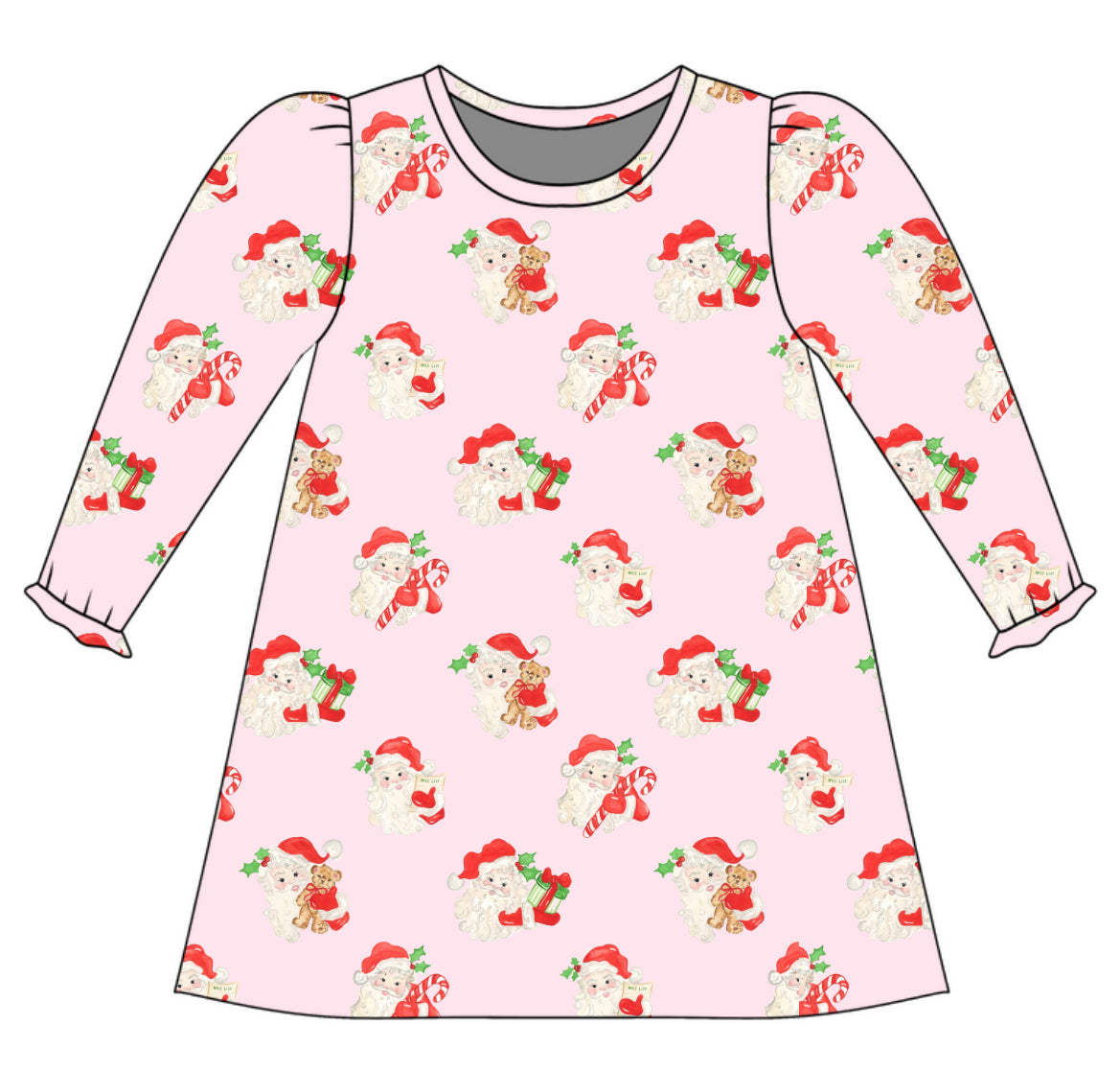 *PRE-ORDER* Charlotte Long Sleeve Play Dress- Gifts of Joy in Merry Pink