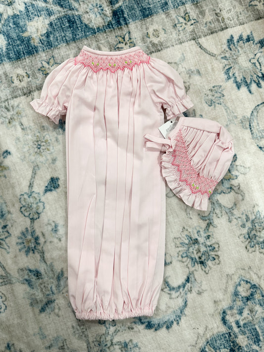 18” Doll Dress with Bonnet- Pink