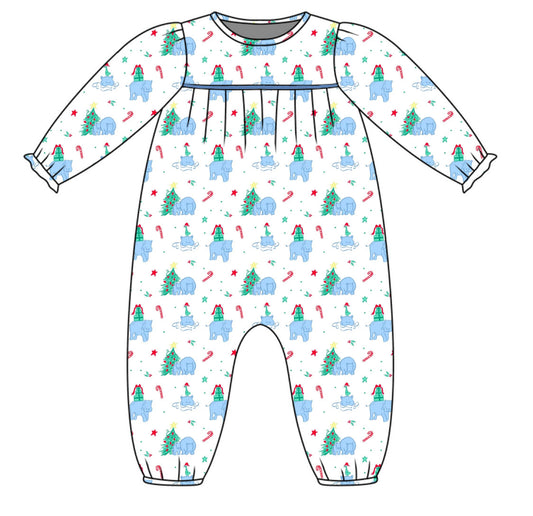 *PRE-ORDER* Ruthie Romper- I Want a Hippopotamus for Christmas (Brighton Bay Blue)