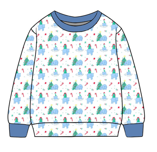 *PRE-ORDER* Campbell Crewneck- I Want a Hippopotamus for Christmas (Brighton Bay Blue)