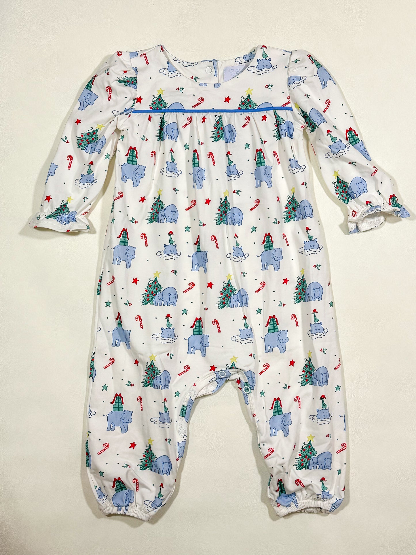 Ruthie Romper- I Want a Hippopotamus for Christmas (Brighton Bay Blue)