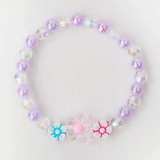 Clear Purple Flower Bracelet