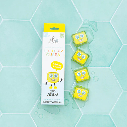 Glo Pals Light Up Cube Bath Toys - Alex (Yellow)