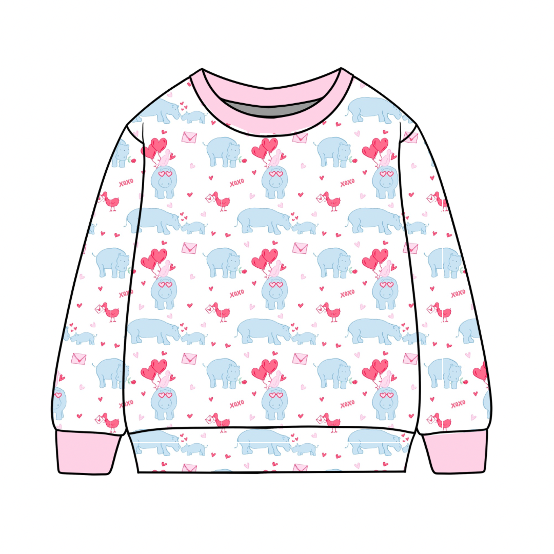 *PRE-ORDER* Campbell Crewneck- Be My Hippo-tine