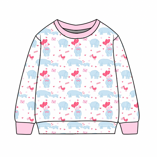 *PRE-ORDER* Campbell Crewneck- Be My Hippo-tine