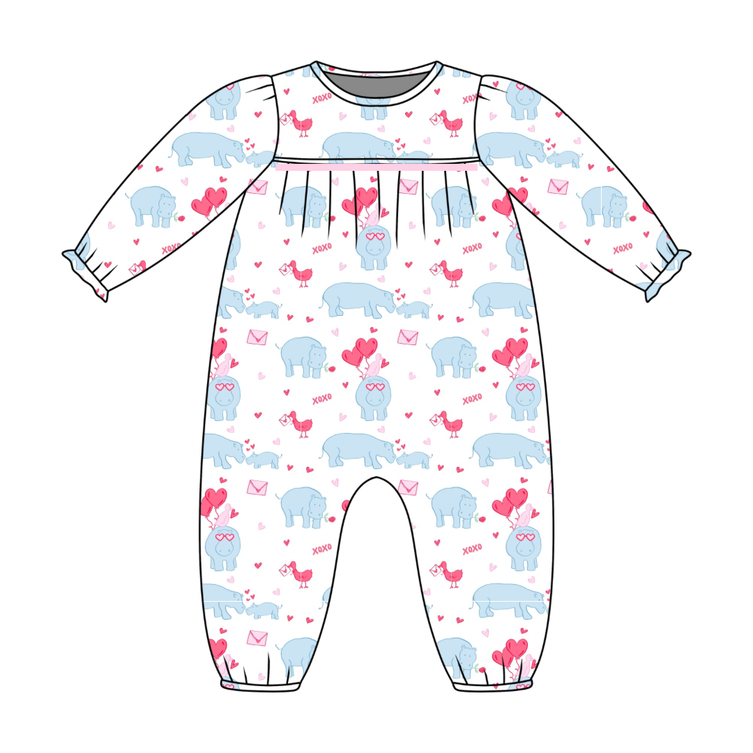 *PRE-ORDER* Ruthie Romper- Be My Hippo-tine